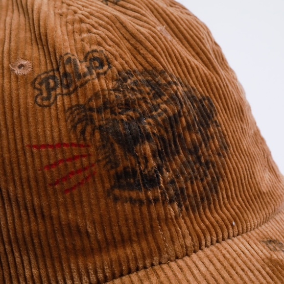 NWT Polo Ralph Lauren PRL Tiger Corduroy Brown Baseball Hat Cap - Picture 2 of 10